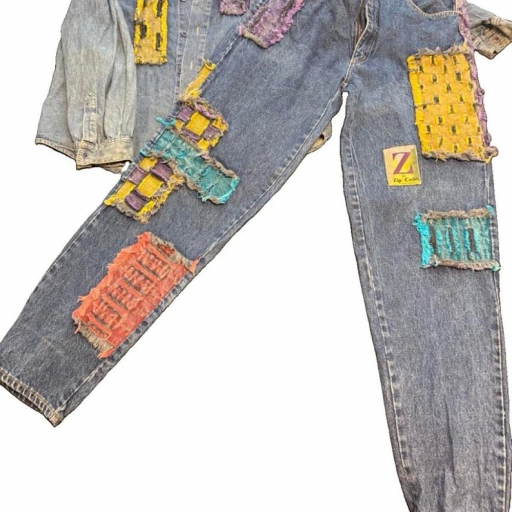 Zip-Code denim two-piece set